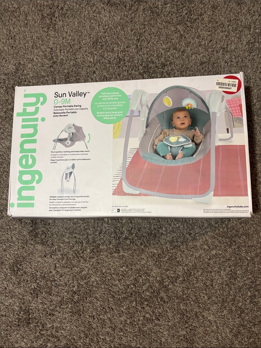 Ingenuity Sun Valley Infant Bouncer in Gray & Teal